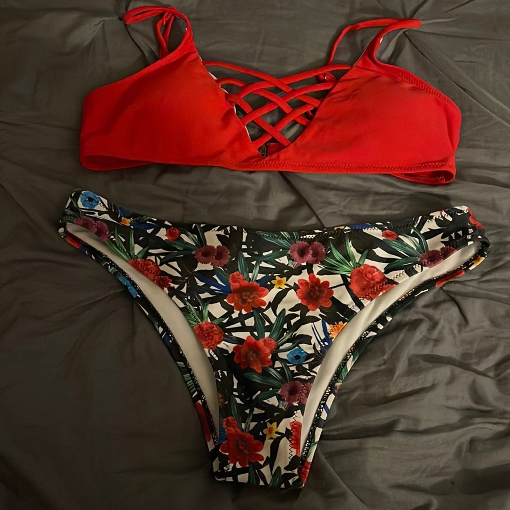 cross cross top bikini set
